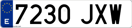 Ejemplo de matrícula de coche ordinaria 7230 JXW