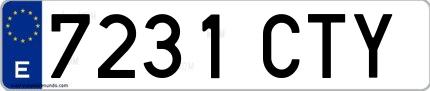 Ejemplo de matrícula española 7231 CTY