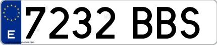 Ejemplo de matrícula española 7232 BBS