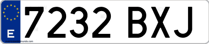 Ejemplo de matrícula de coche ordinaria 7232 BXJ