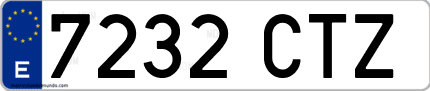 Ejemplo de matrícula de coche ordinaria 7232 CTZ