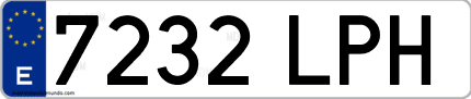 Ejemplo de matrícula de coche ordinaria 7232 LPH