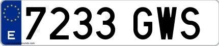 Ejemplo de matrícula española 7233 GWS