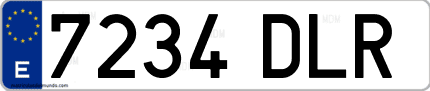 Ejemplo de matrícula de coche ordinaria 7234 DLR