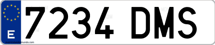 Ejemplo de matrícula de coche ordinaria 7234 DMS