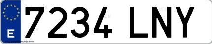 Ejemplo de matrícula española 7234 LNY