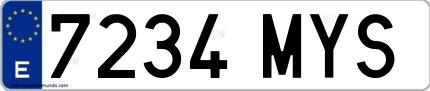 Ejemplo de matrícula española 7234 MYS