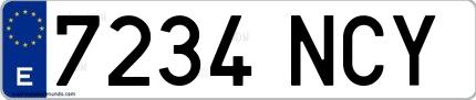 Ejemplo de matrícula española 7234 NCY