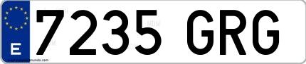 Ejemplo de matrícula española 7235 GRG