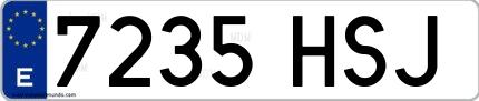 Ejemplo de matrícula española 7235 HSJ