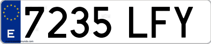 Ejemplo de matrícula de coche ordinaria 7235 LFY