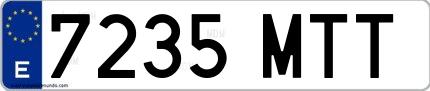 Ejemplo de matrícula española 7235 MTT