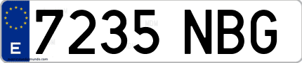 Ejemplo de matrícula de coche ordinaria 7235 NBG