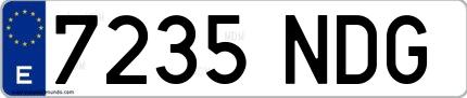Ejemplo de matrícula española 7235 NDG
