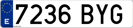 Ejemplo de matrícula de coche ordinaria 7236 BYG