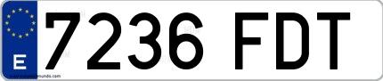 Ejemplo de matrícula española 7236 FDT