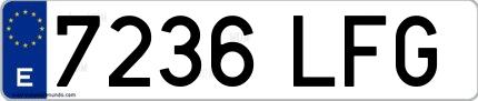 Ejemplo de matrícula española 7236 LFG