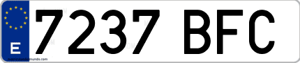 Ejemplo de matrícula de coche ordinaria 7237 BFC