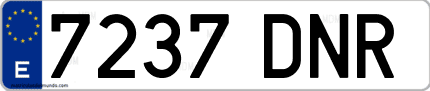 Ejemplo de matrícula de coche ordinaria 7237 DNR