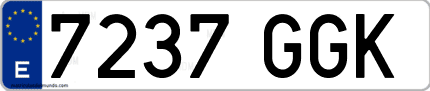 Ejemplo de matrícula de coche ordinaria 7237 GGK