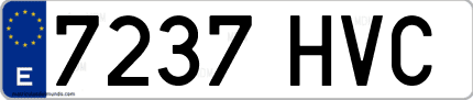 Ejemplo de matrícula de coche ordinaria 7237 HVC