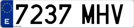 Ejemplo de matrícula española 7237 MHV