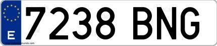 Ejemplo de matrícula española 7238 BNG
