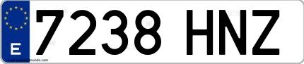 Ejemplo de matrícula española 7238 HNZ