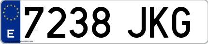 Ejemplo de matrícula española 7238 JKG