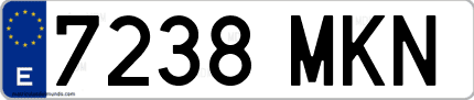 Ejemplo de matrícula de coche ordinaria 7238 MKN