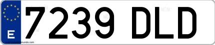 Ejemplo de matrícula española 7239 DLD