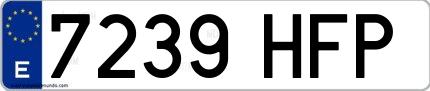 Ejemplo de matrícula española 7239 HFP