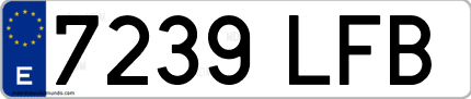 Ejemplo de matrícula de coche ordinaria 7239 LFB