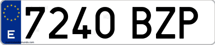 Ejemplo de matrícula de coche ordinaria 7240 BZP