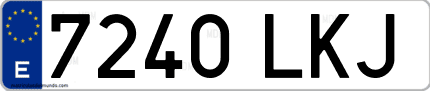 Ejemplo de matrícula de coche ordinaria 7240 LKJ