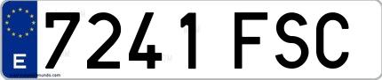Ejemplo de matrícula española 7241 FSC
