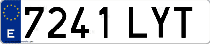 Ejemplo de matrícula de coche ordinaria 7241 LYT