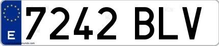 Ejemplo de matrícula española 7242 BLV