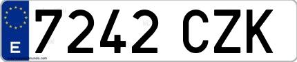 Ejemplo de matrícula española 7242 CZK