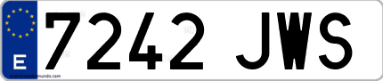 Ejemplo de matrícula de coche ordinaria 7242 JWS