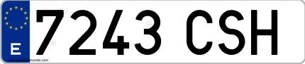 Ejemplo de matrícula española 7243 CSH