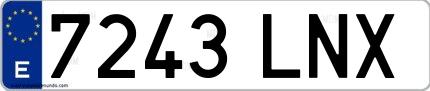 Ejemplo de matrícula española 7243 LNX