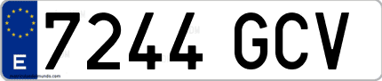 Ejemplo de matrícula de coche ordinaria 7244 GCV