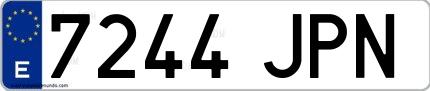 Ejemplo de matrícula española 7244 JPN