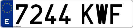 Ejemplo de matrícula de coche ordinaria 7244 KWF