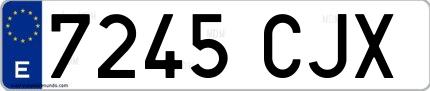 Ejemplo de matrícula española 7245 CJX