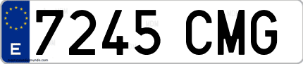 Ejemplo de matrícula de coche ordinaria 7245 CMG