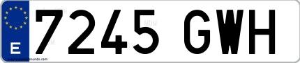Ejemplo de matrícula española 7245 GWH