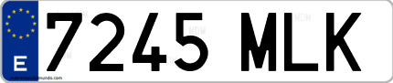 Ejemplo de matrícula de coche ordinaria 7245 MLK