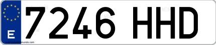 Ejemplo de matrícula española 7246 HHD